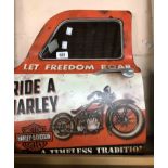 A modern printed tin Harley-Davidson car door form mirror