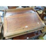 An 80cm old Anglo Indian hardwood clerk's writing table/desk with gallery to top and brass latch