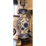 A modern Chinese porcelain table lamp of vase form with hand painted and transfer printed floral