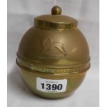 A brass tea caddy made for Liptons Tea as a promotional item for the British Empire Exhibition 1924