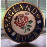 A modern painted cast iron England Rugby sign