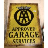 A modern reproduction printed tin sign A.A. Approved Garage Services