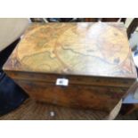 A 46cm modern wood lift-top storage box with applied world map print decoration