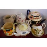 A small quantity of ceramic items including Paragon Sunset teapot, cream and sugar, Crown Devon