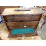 A 45cm vintage polished engineer's tool chest with drawer fitted interior enclosed by a sliding