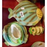 A Shorter & Son Ltd. vegetable tureen of flat fish form, three similar small plates - sold with a
