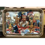 A printed tin George V commemorative tea tray