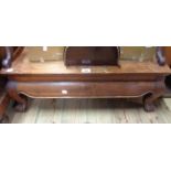 A 76cm Eastern hardwood coffee table, set on cabriole legs with claw and ball feet