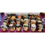 Twenty three Royal Doulton miniature size character jugs including Gladiator, The Caroler, Lobster