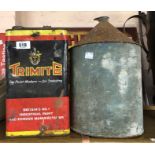 An old metal fuel can - sold with a Trimite paint tin