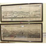 A pair of 18th Century Hogarth framed monochrome panoramic prints, entitled 'The West Prospect of