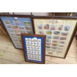 A pair of framed Castella Cigar sets of car subject trade cards - sold with a framed set of