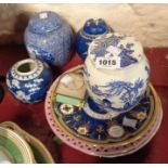 A quantity of ceramic and other collectable items including Chinese prunus decorated ginger jars,