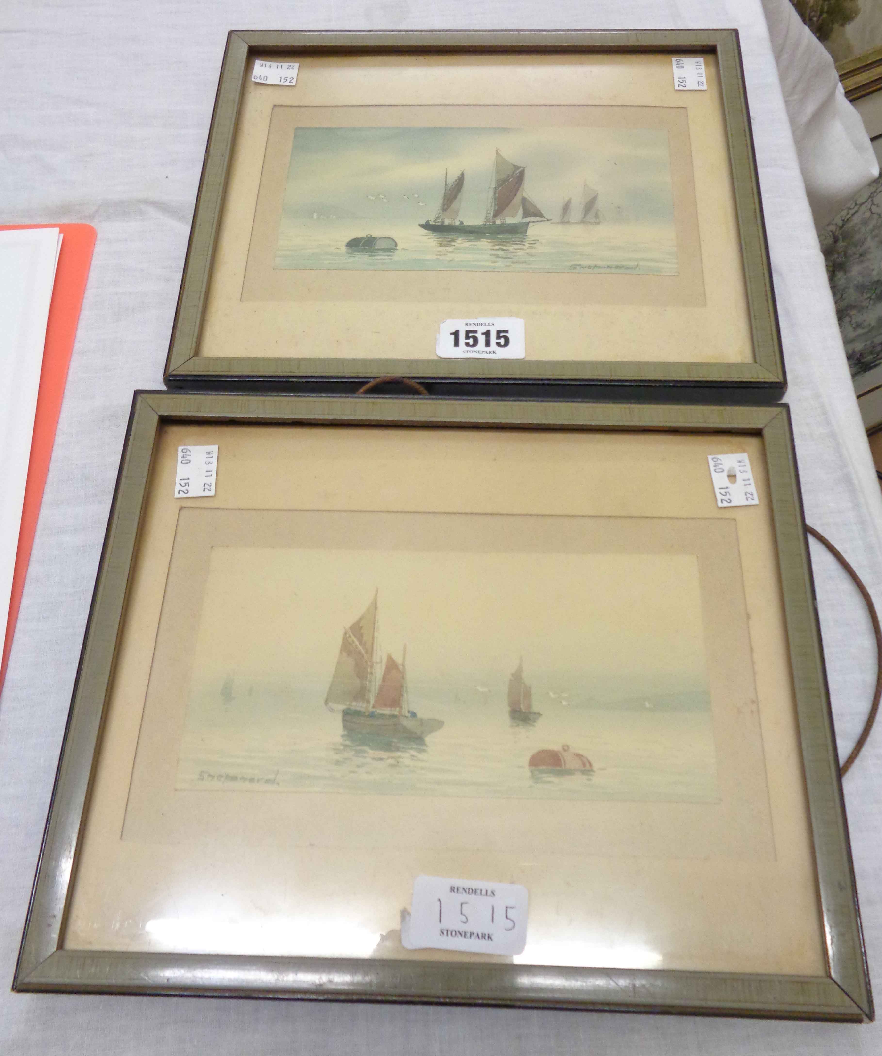 Shepherd: a pair of framed small format watercolours, both depicting sailing fishing vessels