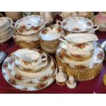 A large quantity of Royal Albert Old Country Roses dinner ware including plates, vegetable