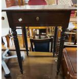 A 56cm late 19th Century mahogany side table with frieze drawer, set on tapered rope-twist legs