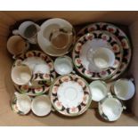 A Victorian part tea set with Imari style decoration