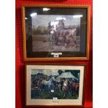 Alfred Munnings: a framed coloured print entitled 'Horse Sale' - sold with Wright Barker: an