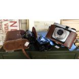 A vintage Certo camera in original leather case, a pair of Derby 4x40 field glasses in original