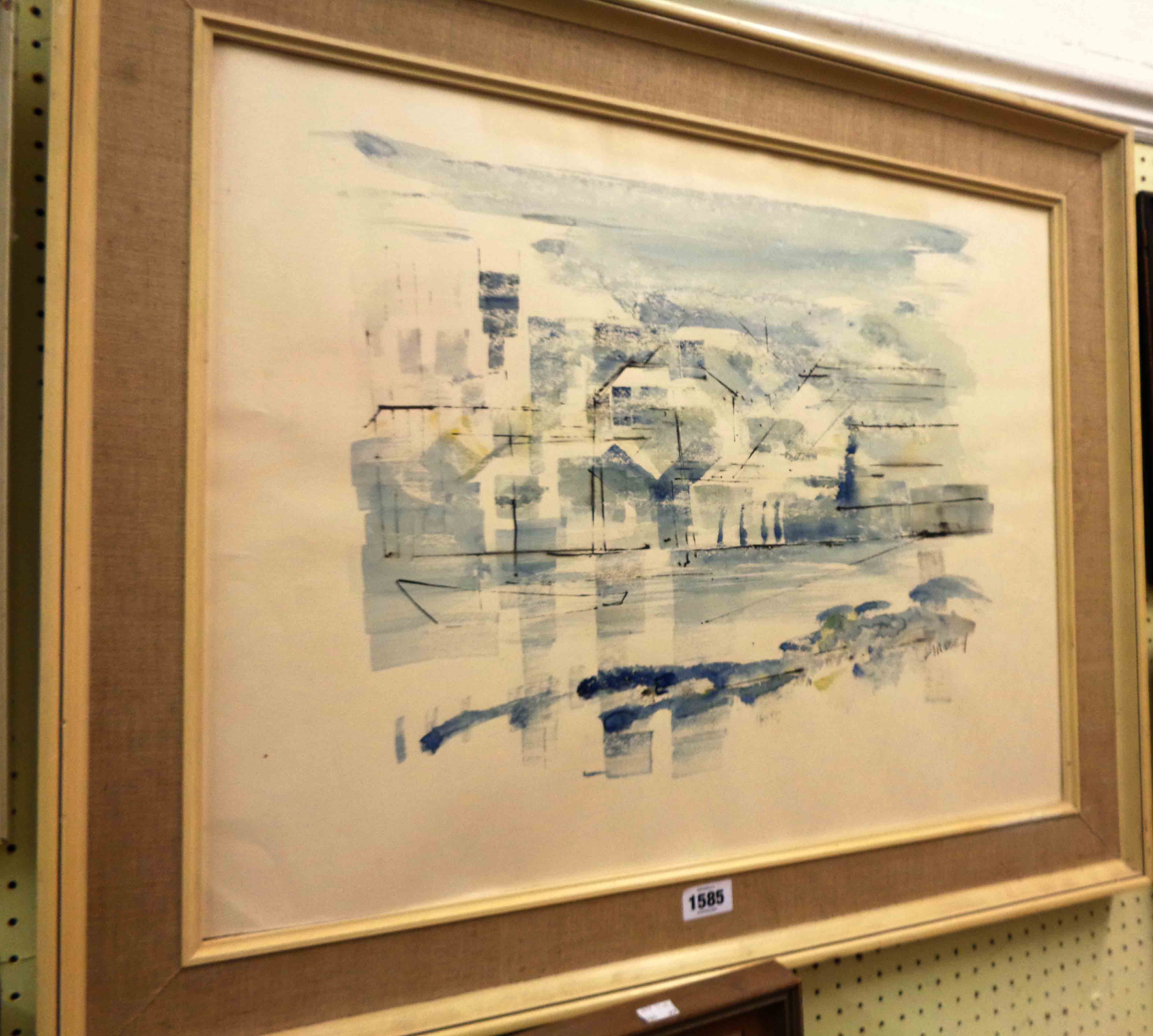 Alfred Birdsey: an abstract watercolour entitled 'Nassau in the Bahamas' - signed - 50cm X 65cm