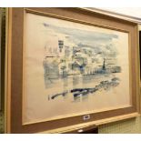 Alfred Birdsey: an abstract watercolour entitled 'Nassau in the Bahamas' - signed - 50cm X 65cm