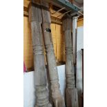 A set of four old pine posts/columns (by repute from Windsor Safari park) - approx. 2.90m high, some