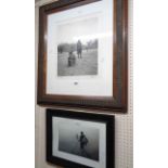 Two framed signed photographs, both depicting African figures, one in large decorative oak frame