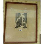 Anita Steele: a framed vintage wood block engraving entitled 'Salone', pencil signed to the margin