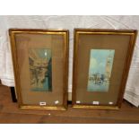 A pair of gilt framed and slipped early 20th Century watercolours, both depicting Venetian canal