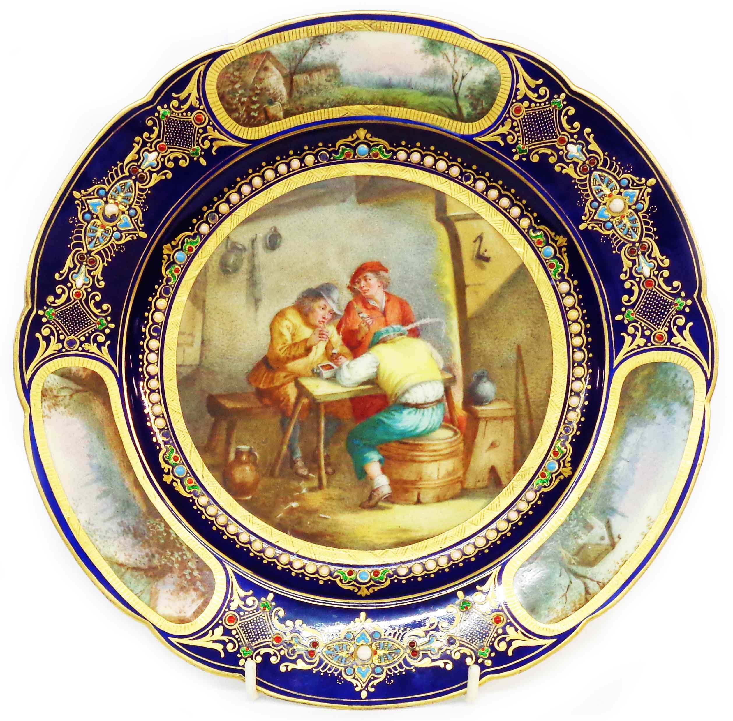 A 19th Century continental porcelain cabinet plate decorated in the Sevres style with central hand