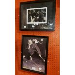 Two framed photographic prints, one depicting Elvis, the other cowboys in an interior