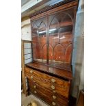 A 1.17m 19th Century mahogany secretaire/bookcase with Gothic arch beaded glazed panel doors to