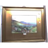 F.A. Sidenham - a gilt framed and slipped watercolour, depicting a moorland view with rocks and