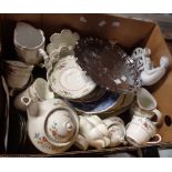 A box containing a quantity of ceramic items including Royal Doulton part tea set in the Kingswood