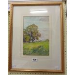 William Tatton Winter: a gilt framed watercolour, depicting a horse and cart in a landscape - signed