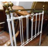 A pair of 1.04m head and footboards in the Victorian style with polished brass top rails,