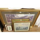 A selection of framed decorative coloured prints including maritime and landscape examples