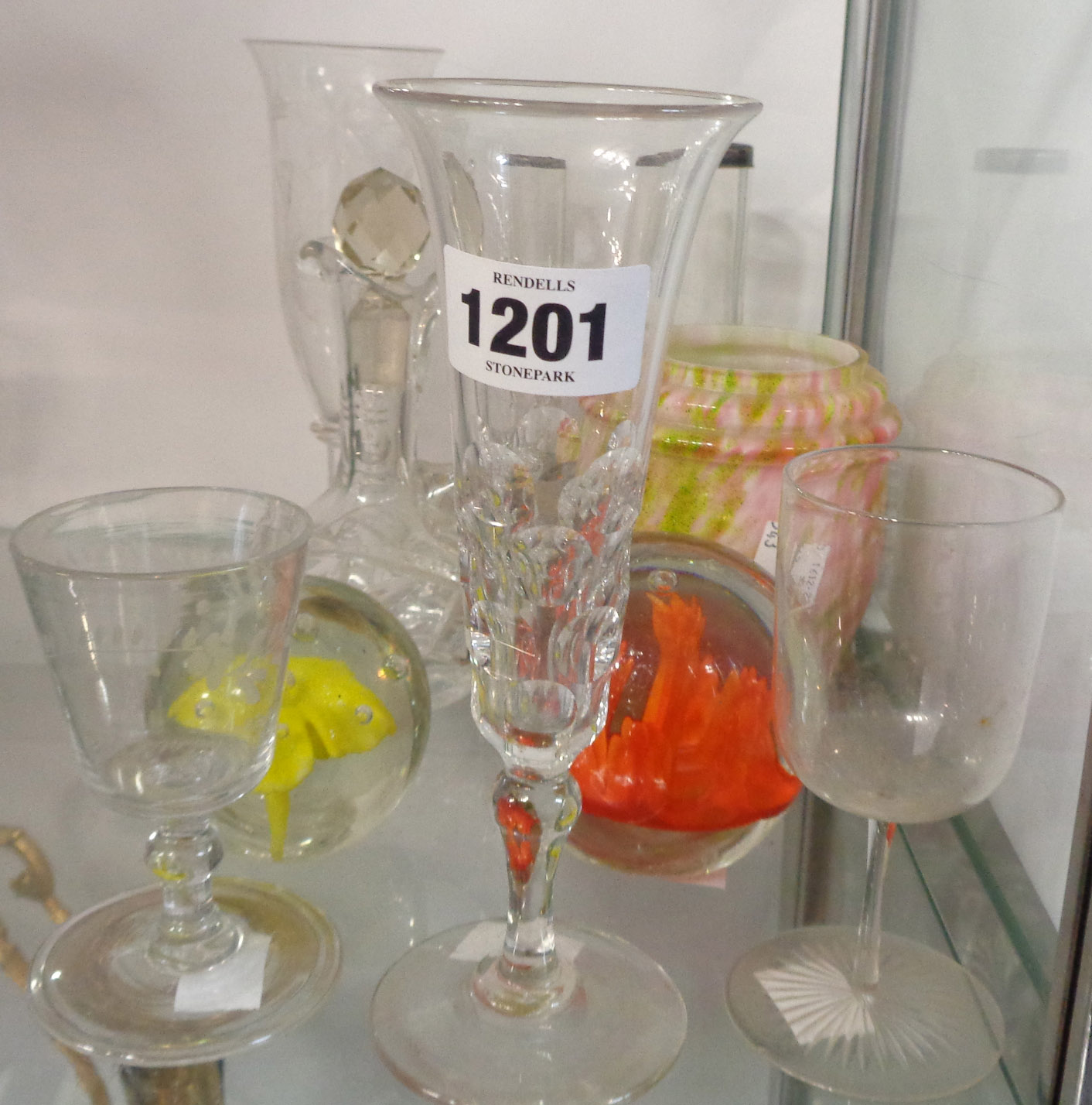 A small selection of assorted glassware including early 19th Century small wine with folded foot and