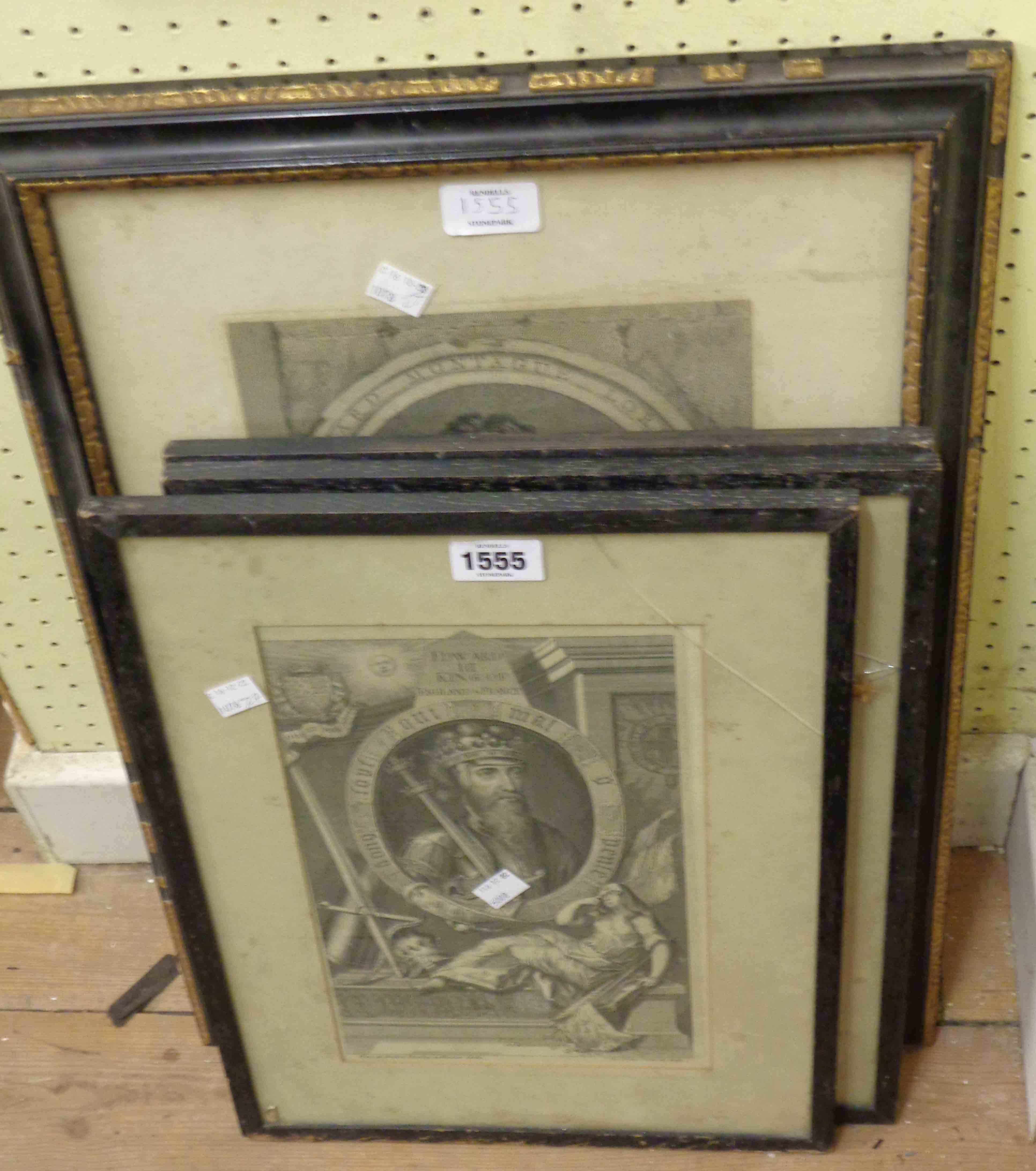 Four assorted framed antique monochrome engravings, all named portraits - various condition