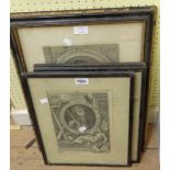 Four assorted framed antique monochrome engravings, all named portraits - various condition