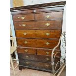 A 1.20m 19th Century mahogany chest on chest with two short and three long graduated drawers over