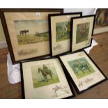 Snaffles: four matching framed equestrian character coloured prints with printed titles and
