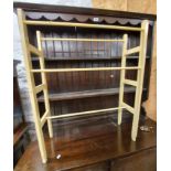 A vintage painted wood double towel rail