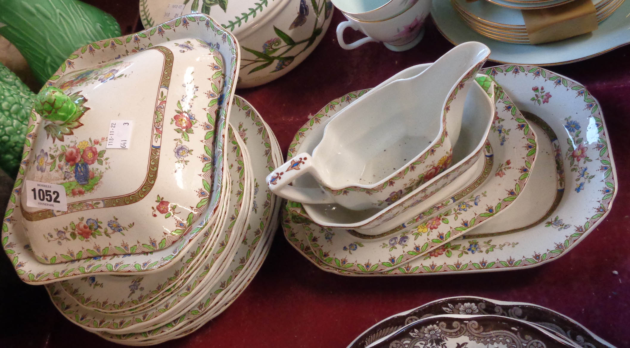 A small quantity of Copeland Spode Lyon pattern dinner ware including vegetable tureen, sauce