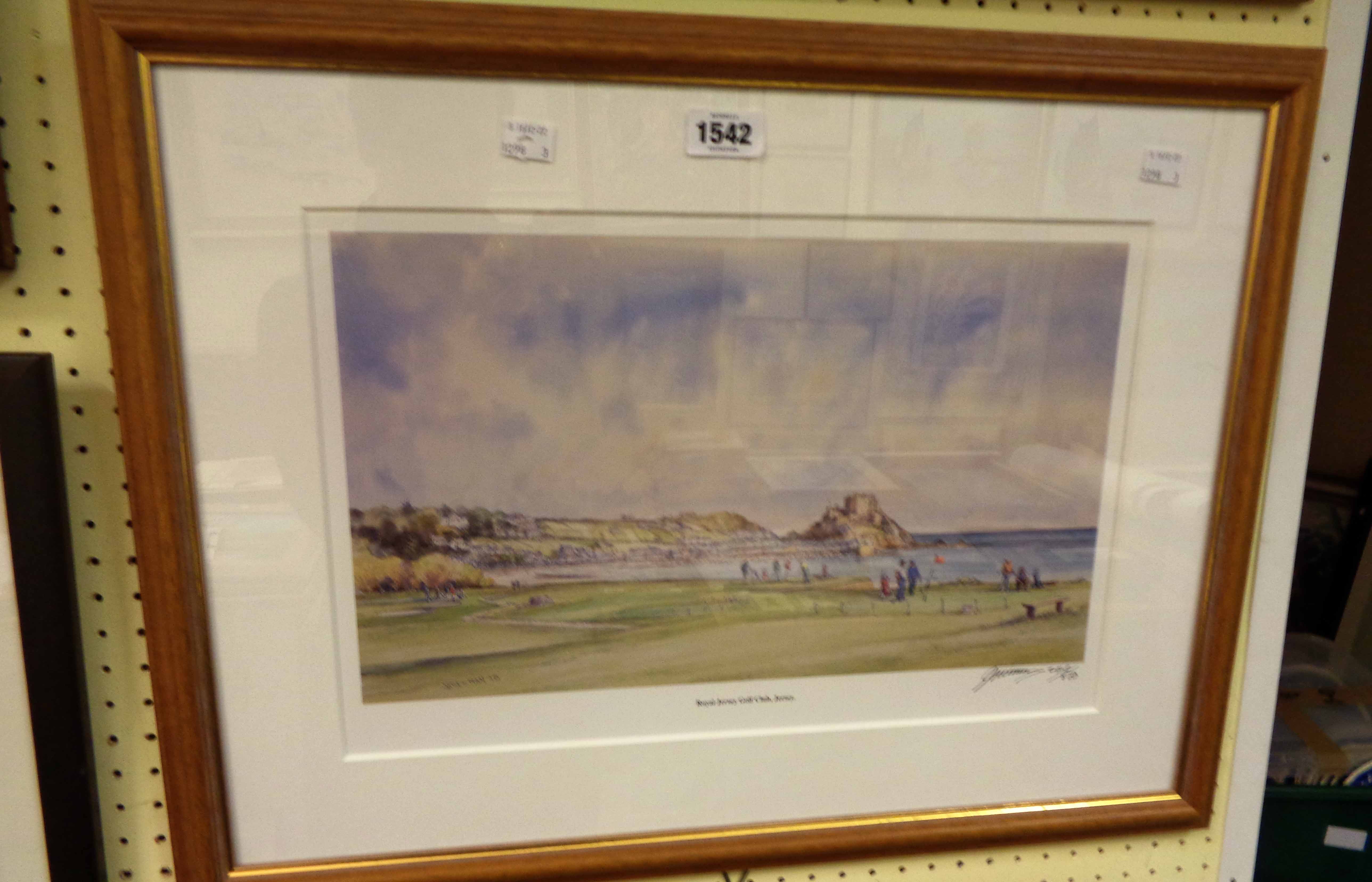 J. Freeman: a farmed signed limited edition coloured print entitled 'Royal Jersey Golf Club, Jersey'