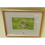 Janet Pidoux: a gilt framed pastel drawing entitled 'Two's Company' - signed and with artist details