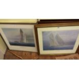 Tim Thompson: two framed large format signed coloured prints, both depicting America's Cup racing