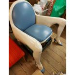 Anthony Redmile: a vintage fibreglass 'Body' chair with light blue leather upholstered back and seat