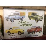 A modern reproduction printed tin Landrover sign