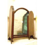 A stained wood framed Queen Anne style triple dressing table mirror